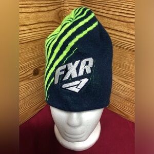 💫FXR Navy & Blaze Green acrylic beanie hat